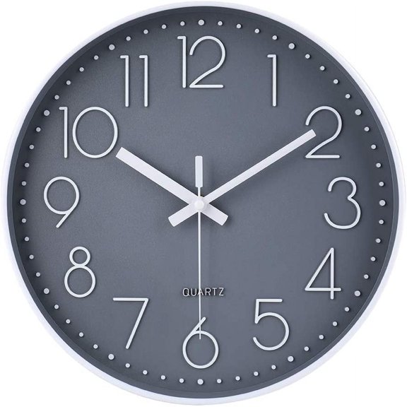 Wall Clock 12 Inch Non-Ticking Silent Battery Operated Round Wall Clock Modern Elegant Simple Style Clock for Home Office Kitchen Bedroom Living Room