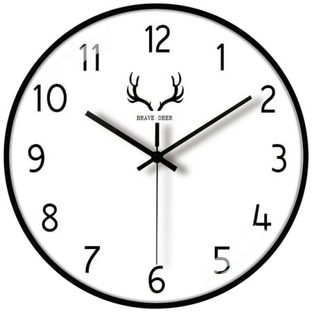 Wall Clock 12 Inch Non-Ticking Silent Round Wall Clock Modern Simple Style Clock for Home Office School Kitchen Bedroom Living Room