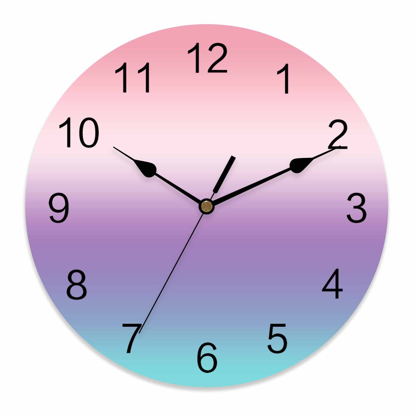 Wall Clock 12 Inch Purple Pink Teal Gradient Round Silent Decorative ...