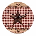 thumbnail image 1 of Wall Clock 12 Inch Red Plaid Vintage Country Star Round Silent Decorative Wall Clocks Battery Operated for Living Room Bedroom Kitchen Classroom Decor, Farmhouse Wood Texture,Large, 1 of 7
