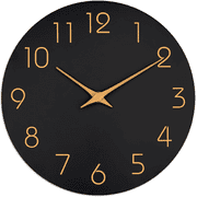 Wall Clock 12 Inch Silent Non Ticking Battery Operated Wooden Black Modern Office Simple Minimalist Clock Decorative for