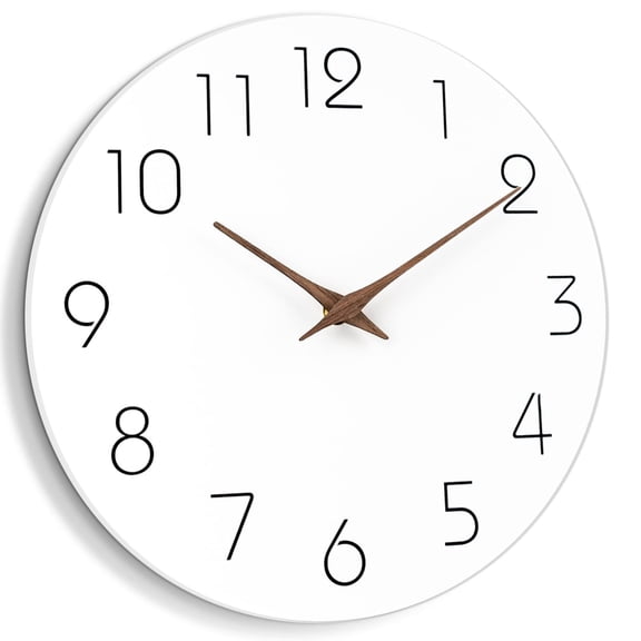 Wall Clock 12 Inch Silent Non Ticking Battery Operated Wooden White Modern Office Simple Minimalist Clock Decorative for Kitchen Home Bathroom Living Room