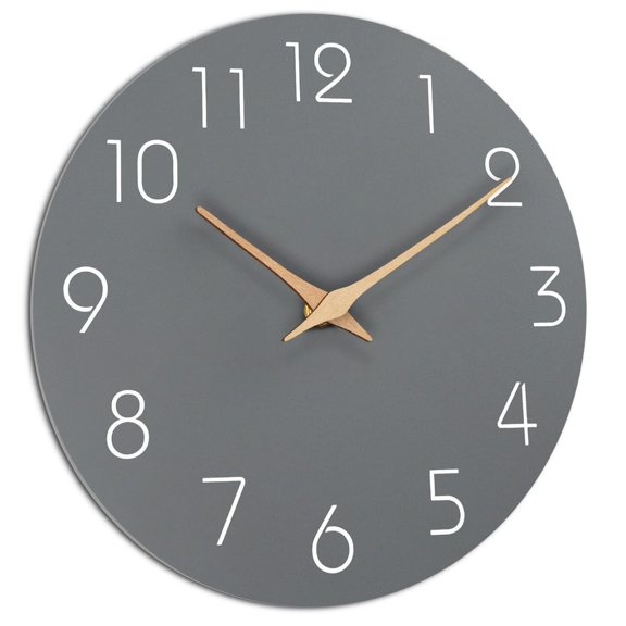 Wall Clock 12 Inch Silent Non Ticking Battery Operated Wooden White Modern Office Simple Minimalist Clock Decorative for Kitchen Home Bathroom Living Room