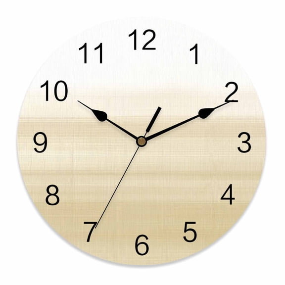 Wall Clock 14 Inch Beige White Round Silent Decorative Wall Clocks Battery Operated for Living Room Bedroom Kitchen Classroom Decor, Abstract Brush Stroke,Large