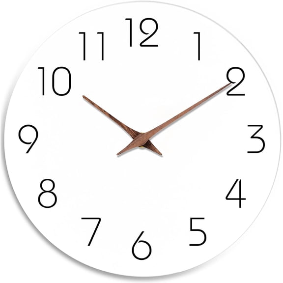 Wall Clock 14 Inch Gray Battery Operated Silent Non Ticking Simple Modern Wood Clock Decorative for Bedroom Living Room Kitchen Home Office