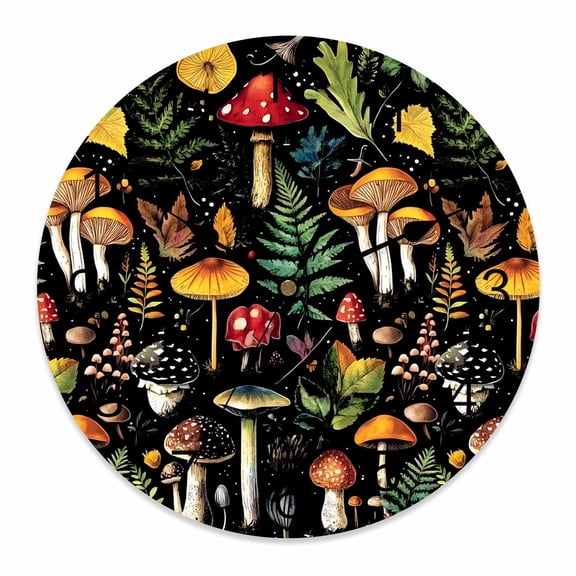 Wall Clock 14 inch Mushroom Fern Battery Operated Clocks Silent Non-Ticking Wallclock Flower Leaf Round Decorative Wall Clocks for Home Office School