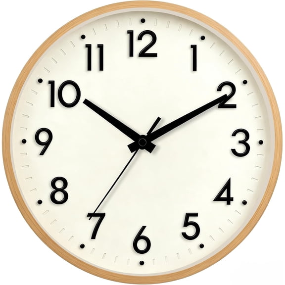 Wall Clock 8 Inch, Battery Operated Silent Non-Ticking Modern Analog Clock Decorative for Kitchen, Bedroom, Office(Beige)