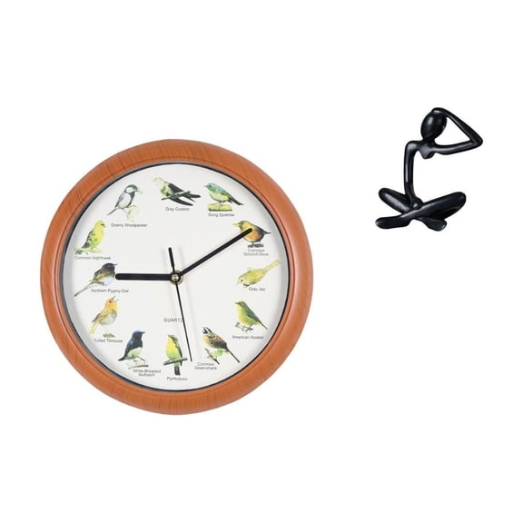 Wall Clock Abstract Bird Figurine PP Material Unique Design Shelf Office Bedroom Desk Decoration