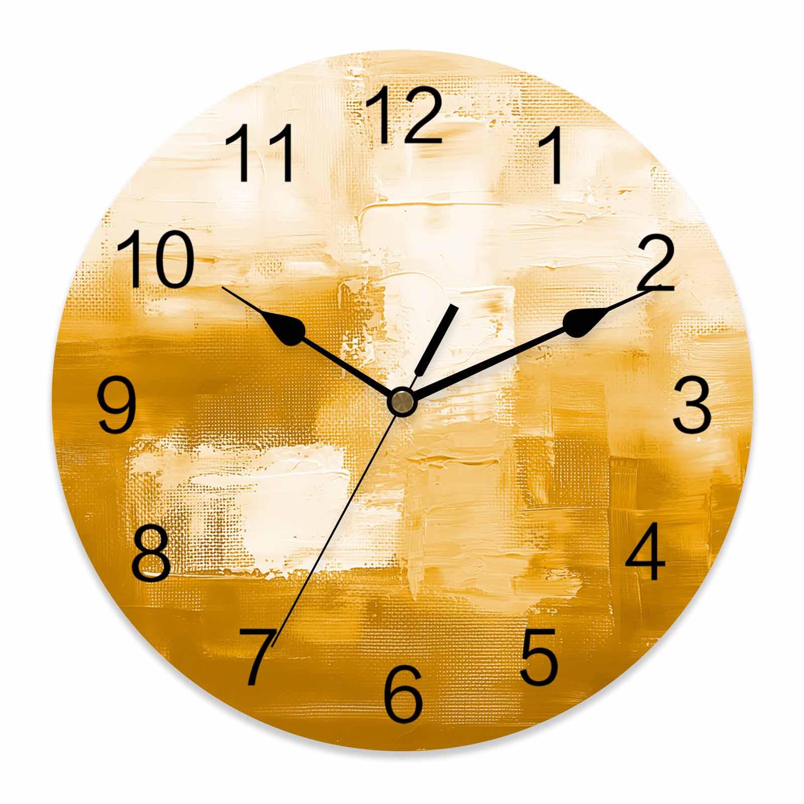 Wall Clock Abstract Oil Painting Clocks PVC Silent Non-Ticking Battery ...