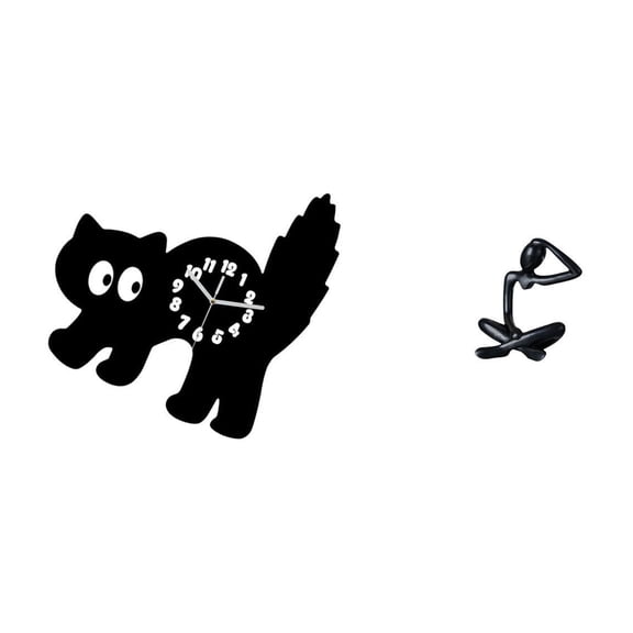 Wall Clock Abstract Sculpture Desktop Figurine Sturdy Material for Bedroom Kitchen Living Room Shelf Decor