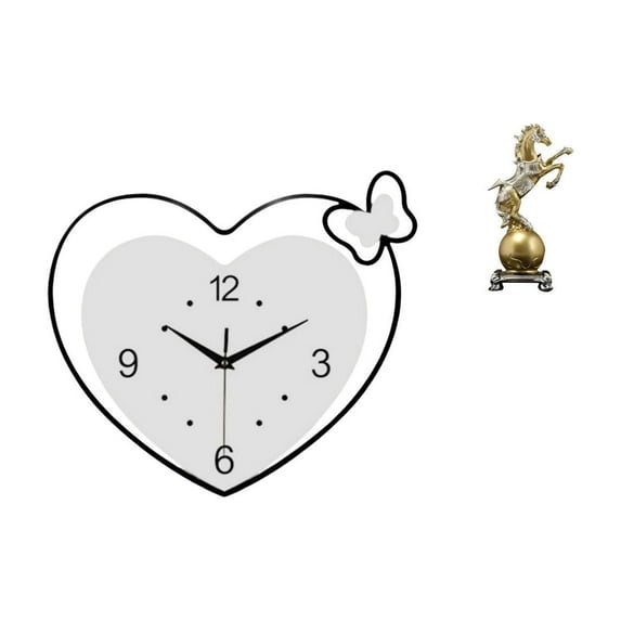 Wall Clock Acrylic Horse Statue Modern Resin Non Ticking Quiet Timepiece for Study Room Home Office Living Room Shelf