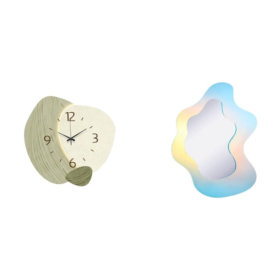 Wall Clock Acrylic Mirror Vanity Mirror Wavy Irregular Design for Office Kitchen Bathroom Home Decor