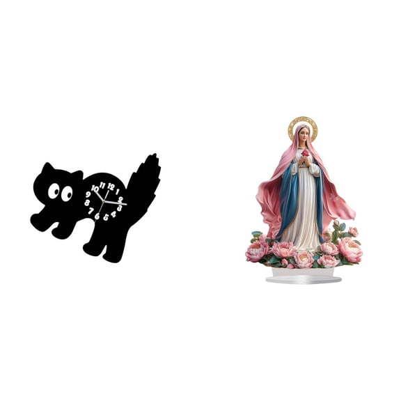 Wall Clock Acrylic Ornament Nativity Scene Silent Operation for Bedroom Kitchen Living Room Decor Tabletop Use