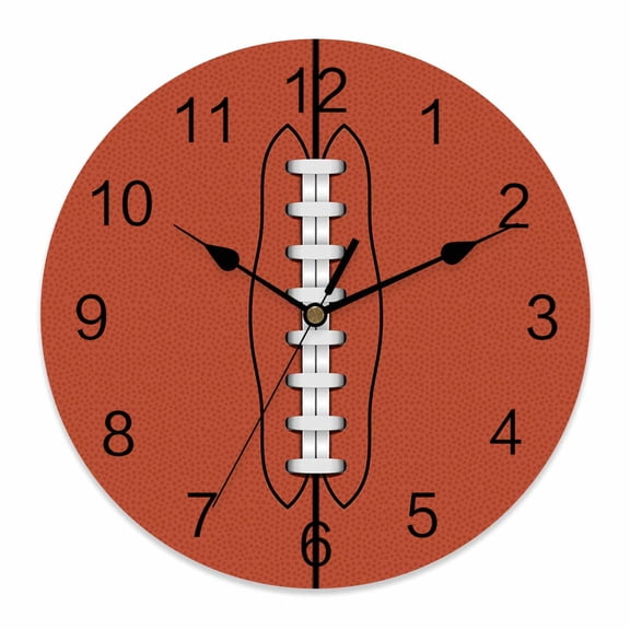 Wall Clock American Football Clocks PVC Silent Non-Ticking Battery Operated Decorative Retro Fur Texture Sports Round Clock for Home Living Room Kitchen Bedroom Office School Wall Decor 10 Inch