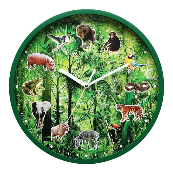 Wall Clock Animal Sound Quartz Battery Operated 30cm Diameter for Kids Room Living Room Decor