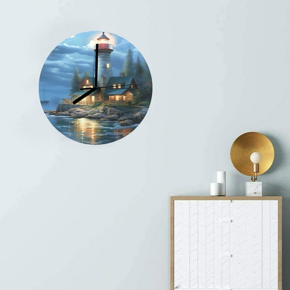 Wall Clock Artwork - Personalized Clocks 11.6" -  Castle Rock Lighthouse