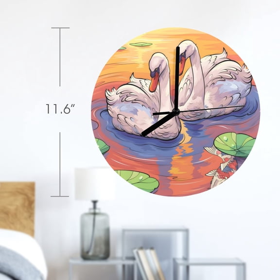 Wall Clock Artwork - Swans - Personalized Wall Clock 11.6"