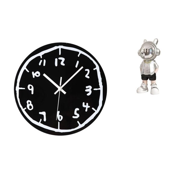 Wall Clock Astronaut Figurine Decorative Ornament Acrylic Material Silent Design for Office Home Kitchen
