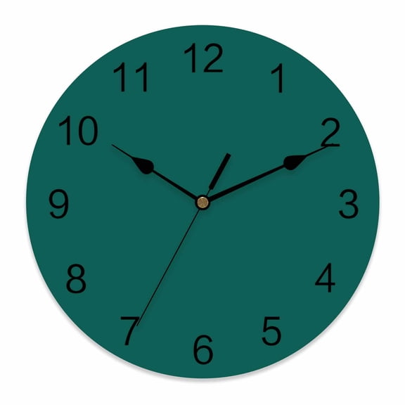 Wall Clock Aventurine Green Clocks PVC Silent Non-Ticking Battery Operated Decorative Simple Style Round Clock for Home Living Room Kitchen Bedroom Office School Wall Decor 10 Inch