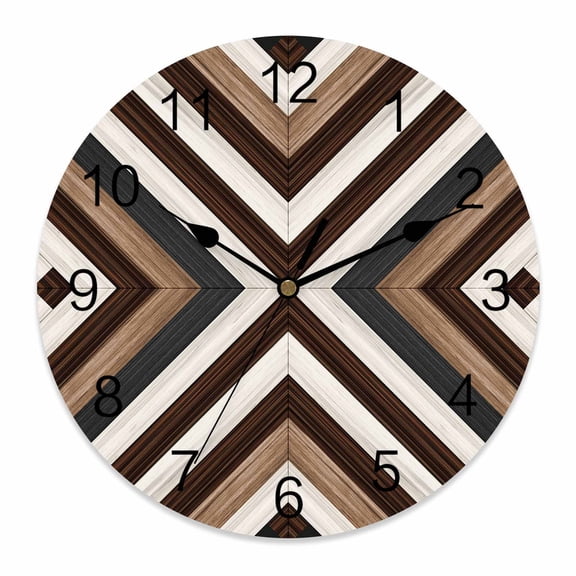 Wall Clock Aztec Boho Style Clocks PVC Silent Non-Ticking Battery Operated Decorative Bohemian Ethnic Tribal Wood Grain Round Clock for Home Living Room Kitchen Bedroom Office Wall Decor 10 Inch