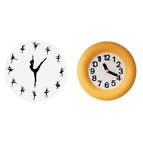 Wall Clock Ballerina Dancing Decor Silent Wood Material for Bedroom Kitchen Living Room