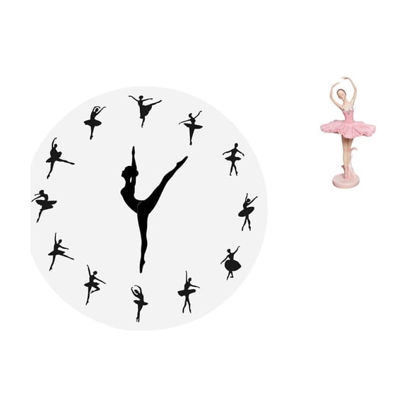 Wall Clock Ballerina Statue Hanging Decor Resin Material Silent Movement Home Living Room