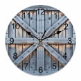 thumbnail image 1 of Wall Clock Barn Gate Clocks PVC Silent Non-Ticking Battery Operated Decorative Blue Farmhouse Wood Grain Walls Door Round Clock for Home Living Room Kitchen Bedroom Office School Wall Decor 10 Inch, 1 of 9