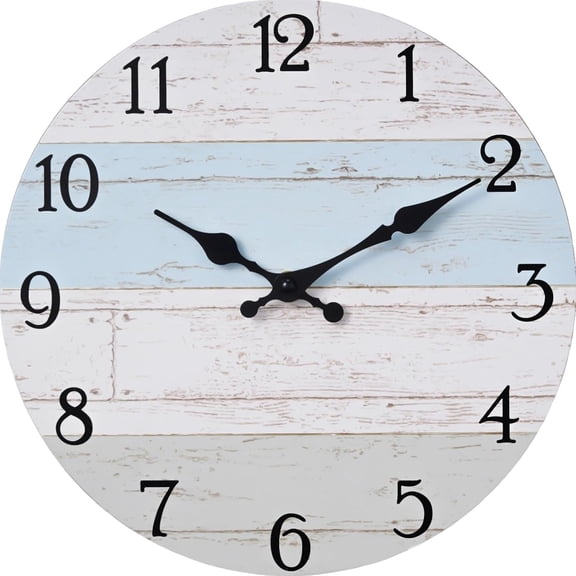 Wall Clock Battery Operated 8 Inch Silent Non Ticking Coastal Design Country Rustic Retro Decorative for Bathroom Kitchen Living Room Bedroom