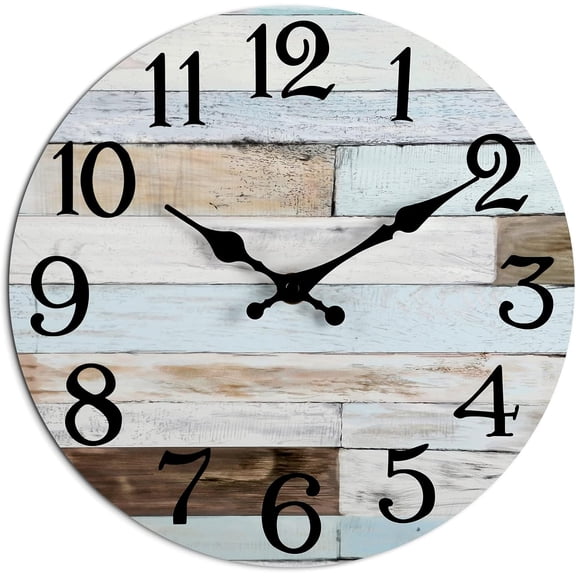 Wall Clock Battery Operated 8 Inch Silent Non Ticking Coastal Design Country Rustic Retro Decorative for Bathroom Kitchen Living Room Bedroom