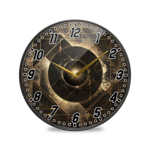 Wall Clock Battery Operated Non-Ticking Silent for Living Room Bedroom Kitchen Office Decor Abstract Coffee Geometric 12"