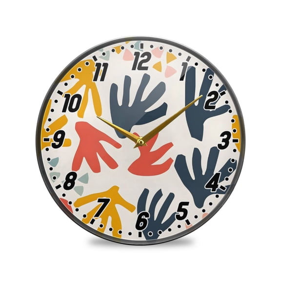 Wall Clock Battery Operated Non-Ticking Silent for Living Room Bedroom Kitchen Office Decor Abstract Playful Shape 12"