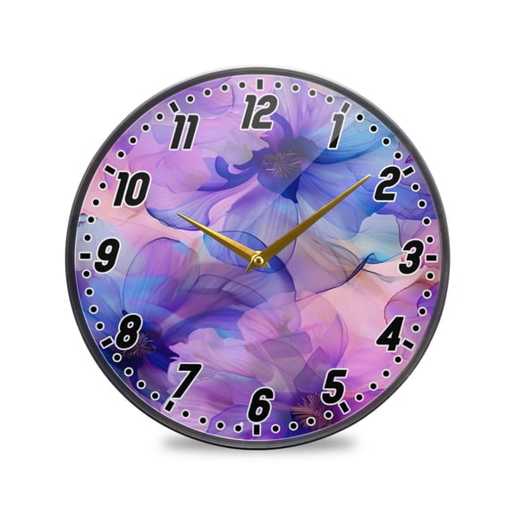 Wall Clock Battery Operated Non-Ticking Silent for Living Room Bedroom Kitchen Office Decor Beautiful Spring Flowers 12"