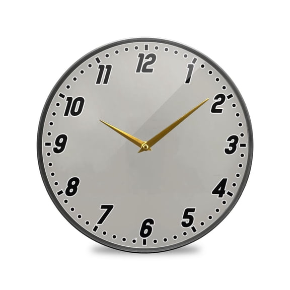 Wall Clock Battery Operated Non-Ticking Silent for Living Room Bedroom Kitchen Office Decor Grey 12"