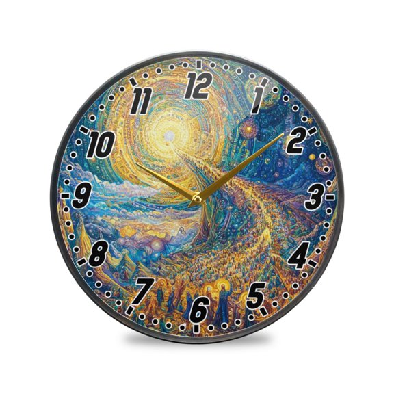 Wall Clock Battery Operated Non-Ticking Silent for Living Room Bedroom Kitchen Office Decor Infinite Path Lead To Sun 12"