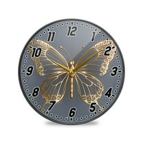 Wall Clock Battery Operated Non-Ticking Silent for Living Room Bedroom Kitchen Office Decor Luxury Butterfly 9.5"