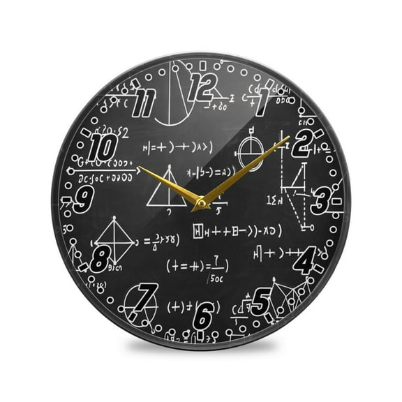 Wall Clock Battery Operated Non-Ticking Silent for Living Room Bedroom Kitchen Office Decor Mathematics Blackboard 9.5"