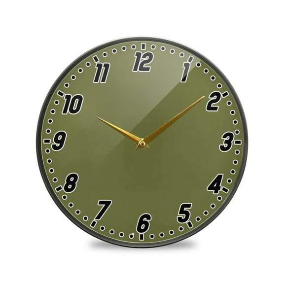 Wall Clock Battery Operated Non-Ticking Silent for Living Room Bedroom Kitchen Office Decor Olive Green 9.5"