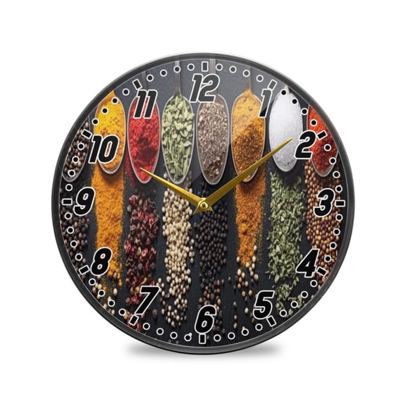 Wall Clock Battery Operated Non-Ticking Silent for Living Room Bedroom Kitchen Office Decor Spices Artistic 9.5"