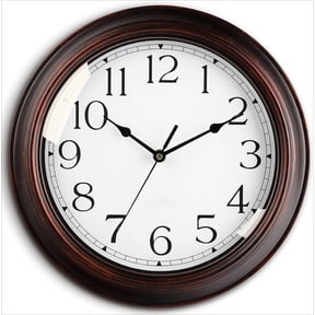 Wall Clock Battery Operated Silent Non-Ticking Vintage Retro Small 8.5 Inch Bronze for Kitchen Living Room Decor