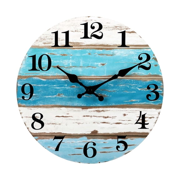 Wall Clock - Beach Themed Blue Wall Clocks Battery Operated Silent Non-Ticking, Coastal Nautical Clock Decorative for Home Kitchen Living Room Office Bathroom Bedroom(10 Inch)