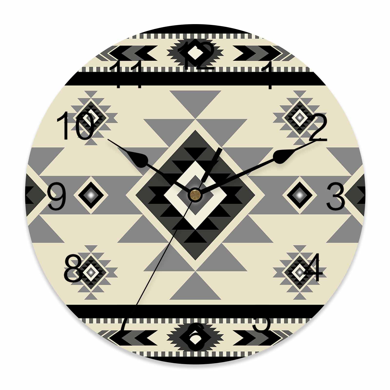 Wall Clock Beige Boho Clocks PVC Silent Non-Ticking Battery Operated ...