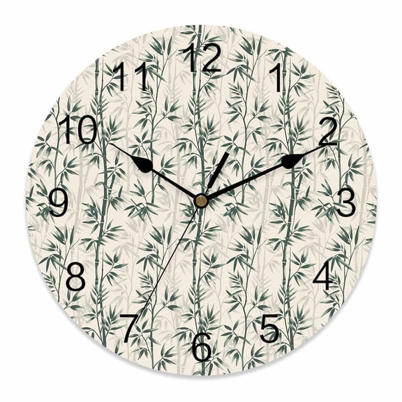 Wall Clock Beige Leaves Clocks PVC Silent Non-Ticking Battery Operated Decorative Leaf Branch Plant Chinese Style Round Clock for Home Living Room Kitchen Bedroom Office School Wall Decor 10 Inch