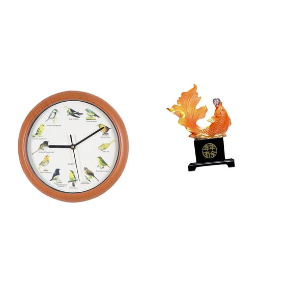 Wall Clock Bird Clocks Fish Sculpture Resin Artistic Decor Suitable for Entryway Hotel Kitchen