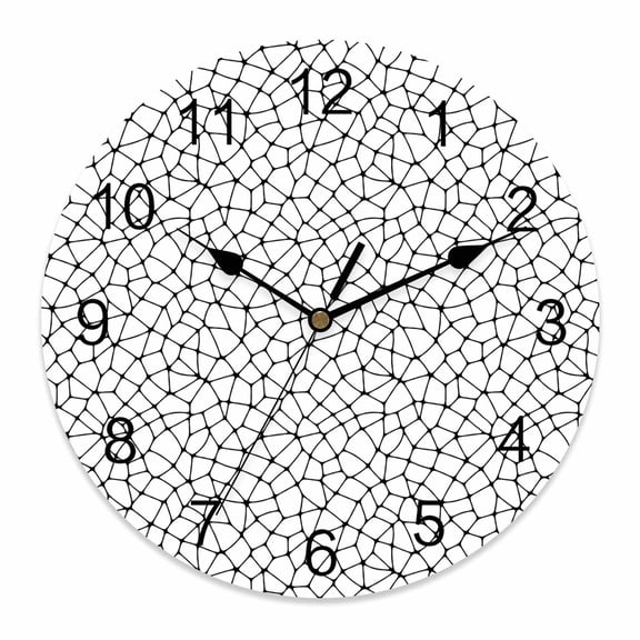 Wall Clock Black Cracked Graphic Clocks PVC Silent Non-Ticking Battery Operated Decorative Abstract Mosaic Network Round Clock for Home Living Room Kitchen Bedroom Office School Wall Decor 14 Inch