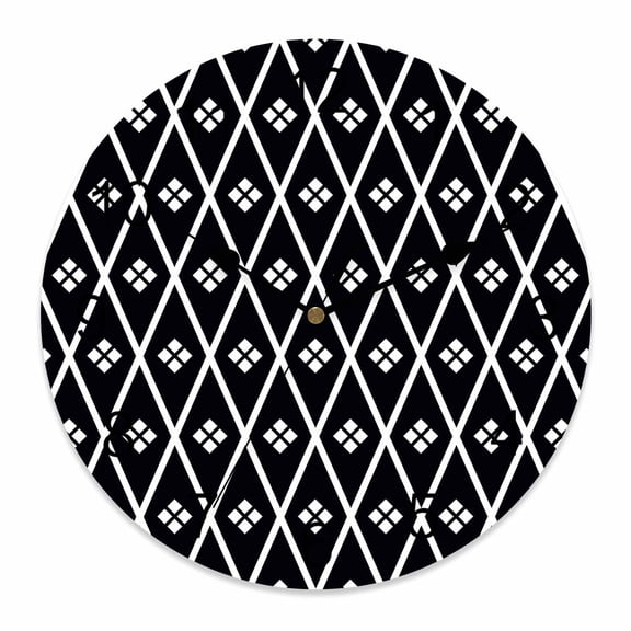 Wall Clock Black Diamond Clocks PVC Silent Non-Ticking Battery Operated Decorative Geometric Rhombus Round Clock for Home Living Room Kitchen Bedroom Office School Wall Decor 12 Inch