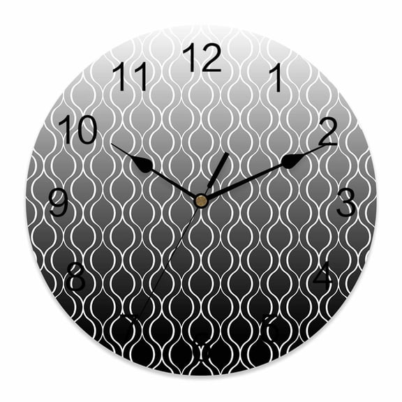 Wall Clock Black Geometric Clocks PVC Silent Non-Ticking Battery Operated Decorative Ombre Lines Rhombus Modern Round Clock for Home Living Room Kitchen Bedroom Office School Wall Decor 10 Inch
