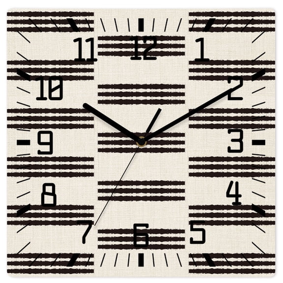 Wall Clock Black Linear Rows Operated Square Clocks Wooden Silent Non-Ticking Wallclock 10 Inch Modern Horizontal Lines Wood Wall Clock for Living Room Bedroom Office Shool Home Decor