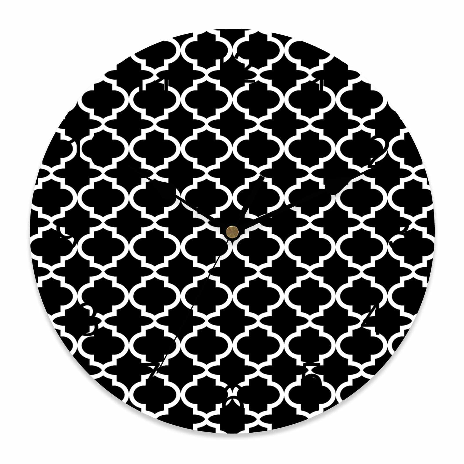 Wall Clock Black Morocco Texture Clocks PVC Silent Non-Ticking Battery ...