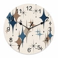 thumbnail image 1 of Wall Clock Blue Brown Diamond Clocks PVC Silent Non-Ticking Battery Operated Decorative Modern Geometric Mid Century Linen Round Clock for Home Living Room Kitchen Bedroom Office Wall Decor 10 Inch, 1 of 9