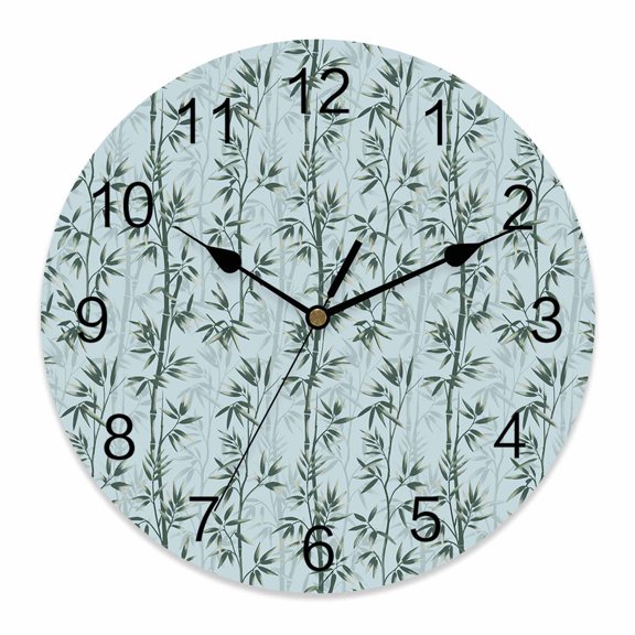 Wall Clock Blue Leaves Clocks PVC Silent Non-Ticking Battery Operated Decorative Leaf Branch Plant Chinese Style Round Clock for Home Living Room Kitchen Bedroom Office School Wall Decor 10 Inch